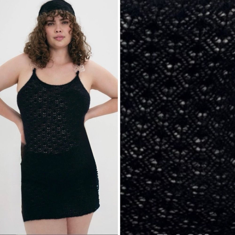 NWT FOR LOVE AND LEMONS Mirabel Mini Dress Black Fuzzy Large